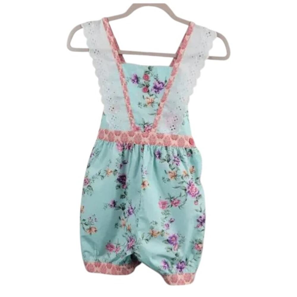 Eleanor Rose Girls Spring Charm Cynthia Romper Blue Floral Size 10-12